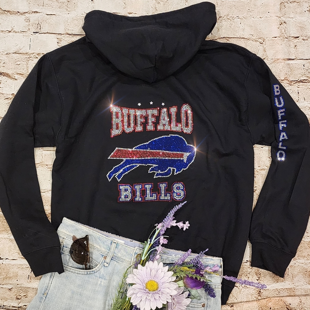 New UNISEX Buffalo Bills Bling Sweatshirt Hoodie Rhinestone Jacket all sizes